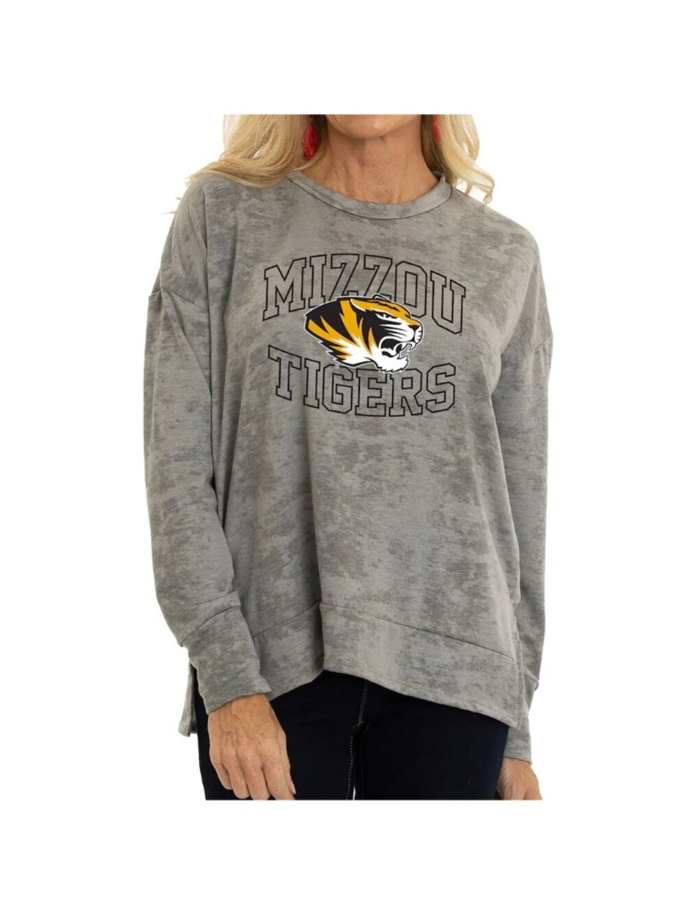 New Flying Colors Brandy Tie Dye Tunic Gray Mizzou Tigers Shirt Top Size XXL